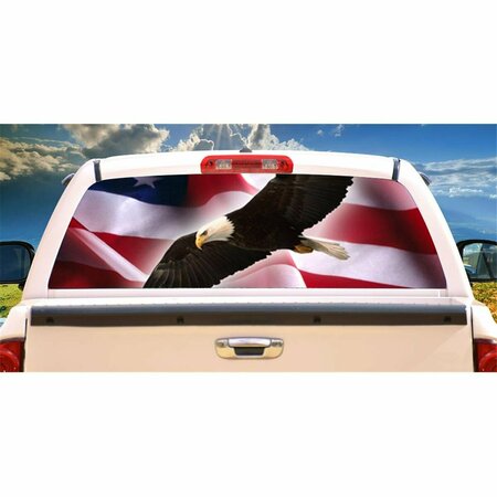 ENTRETENIMIENTO Eagle Flag 1 Rear Window Graphic Us Truck Tint Film View Thru Vinyl Decal EN3257585
